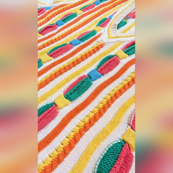 Vintage Coogi-Style V-Neck Sweater Vest, Cotton, Unisex Size L, Cricket Jumper - Picture 3 of 10